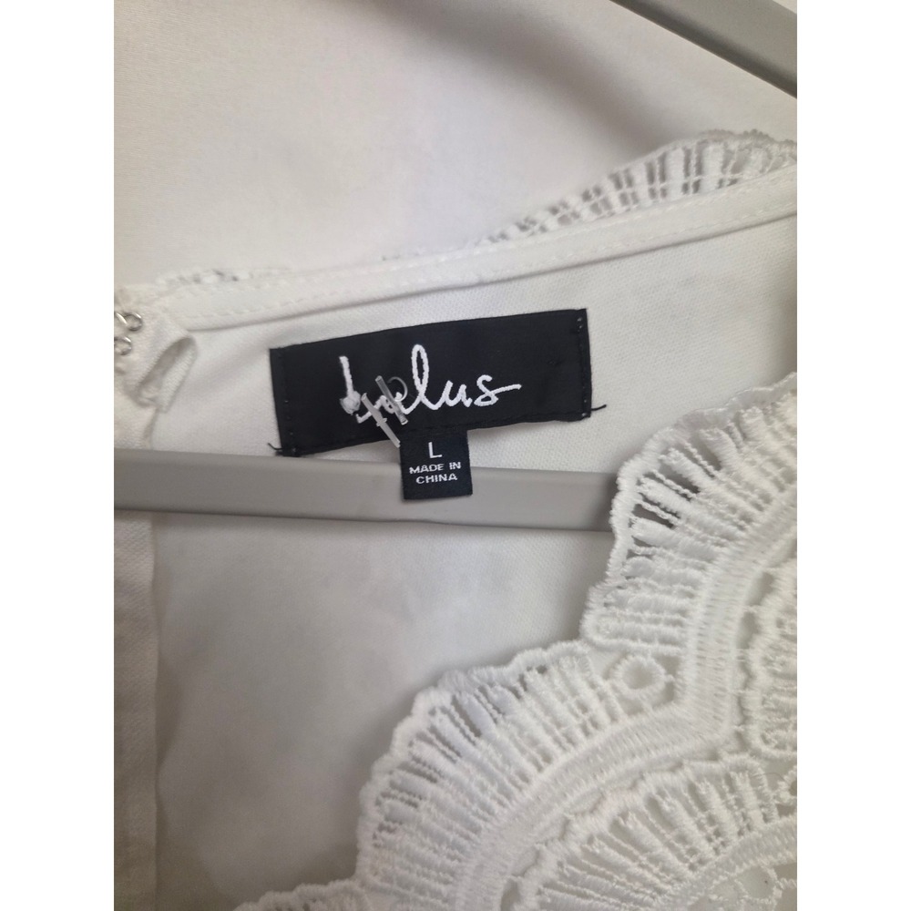 Lulus White Lace Crochet Short Sleeve V Neck Fit‎ Flare Mini Dress Women's L - Picture 4 of 6